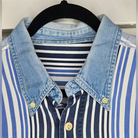 90s VTG GUESS Jeans Striped Button Up Shirt Men's Sz XL - Picture 3 of 8